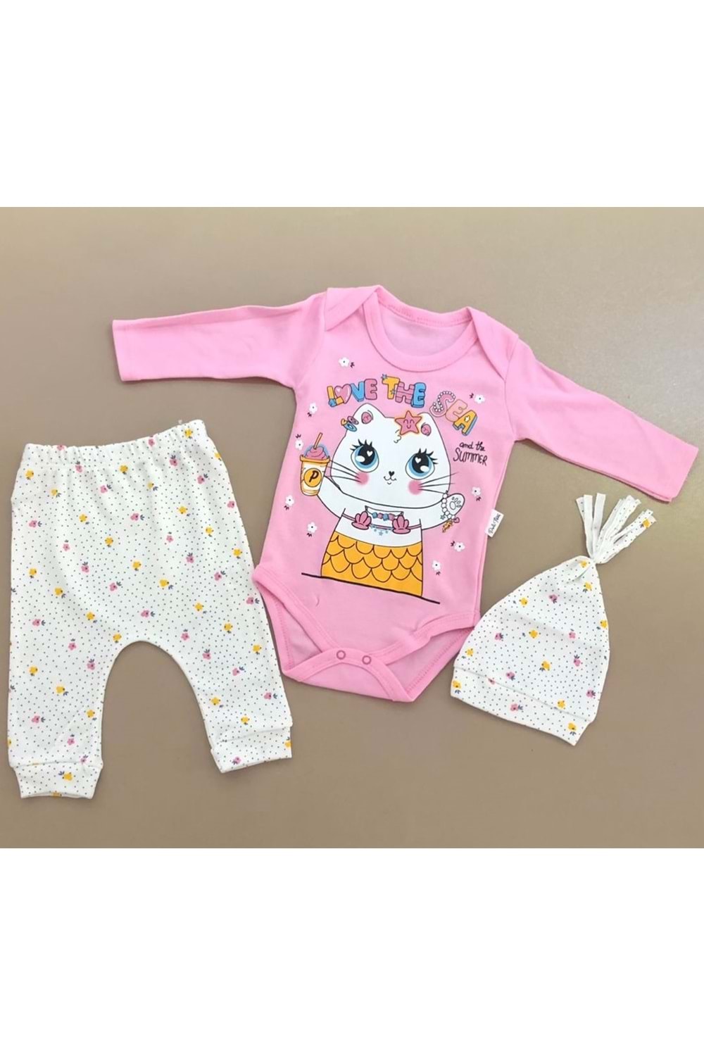 Kukuleta Şapkalı Badili 3lü Bebek Takımı Mnk0370