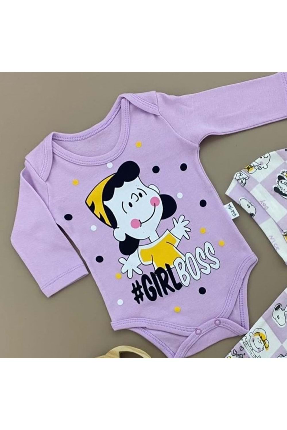 Penye Kukuleta Şapkalı Badili 3lü Bebek Takımı Mnk0371