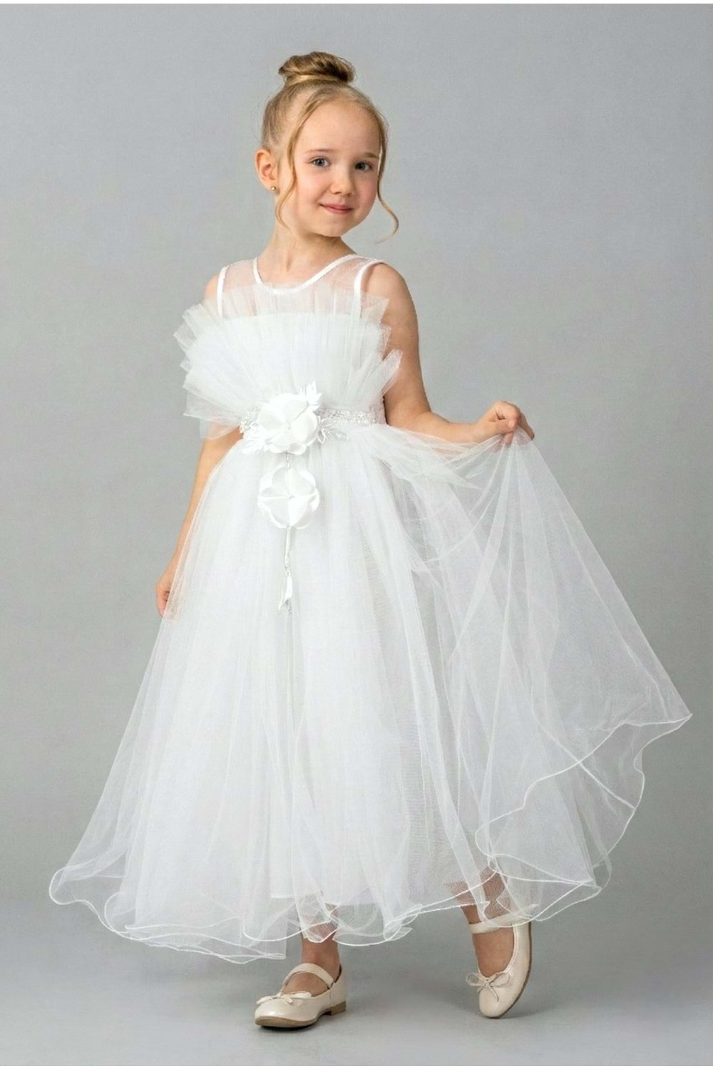 Kız Çocuk Robası Katlı Özel Gün Abiye Elbise MNK0475