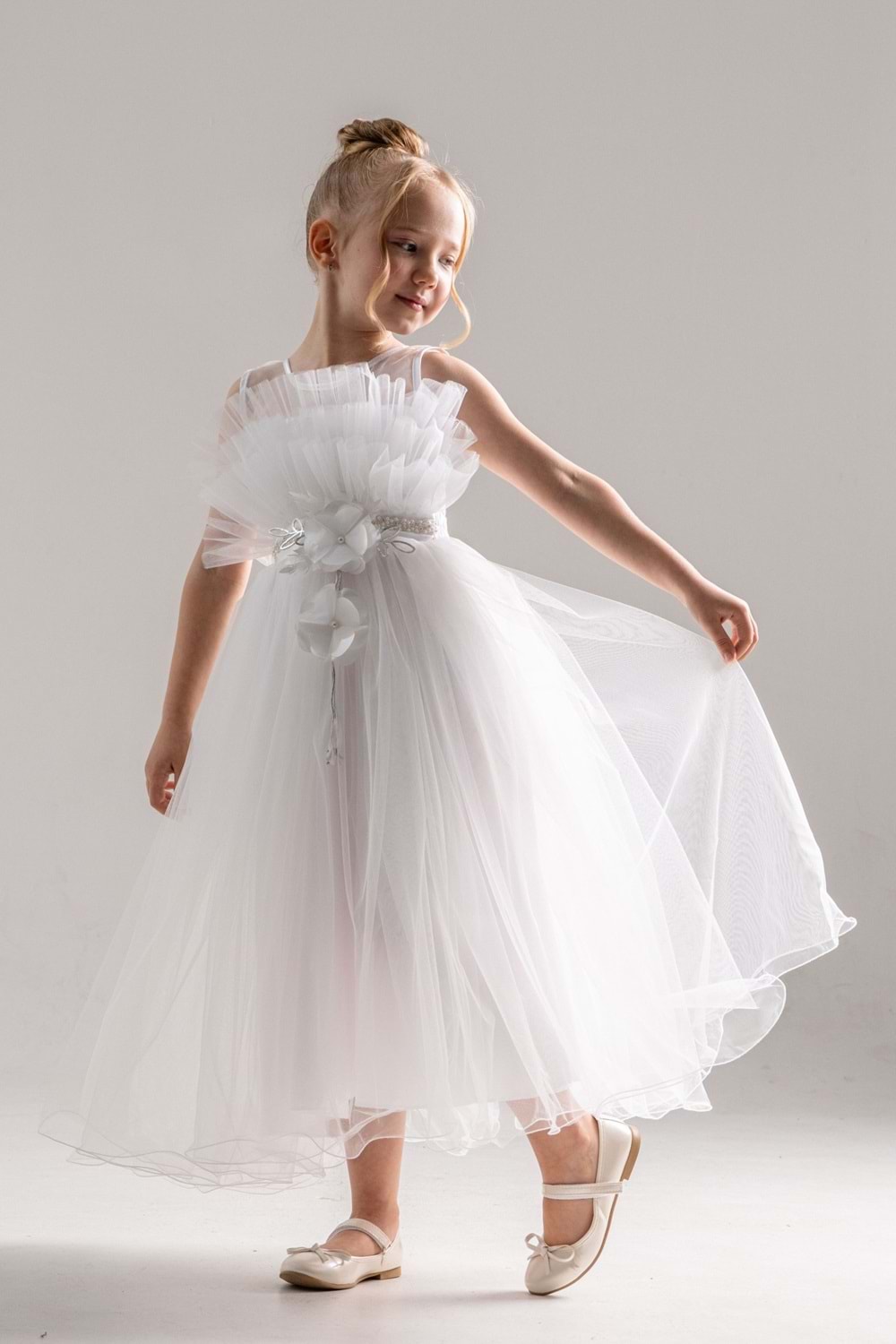 Kız Çocuk Robası Katlı Özel Gün Abiye Elbise MNK0475