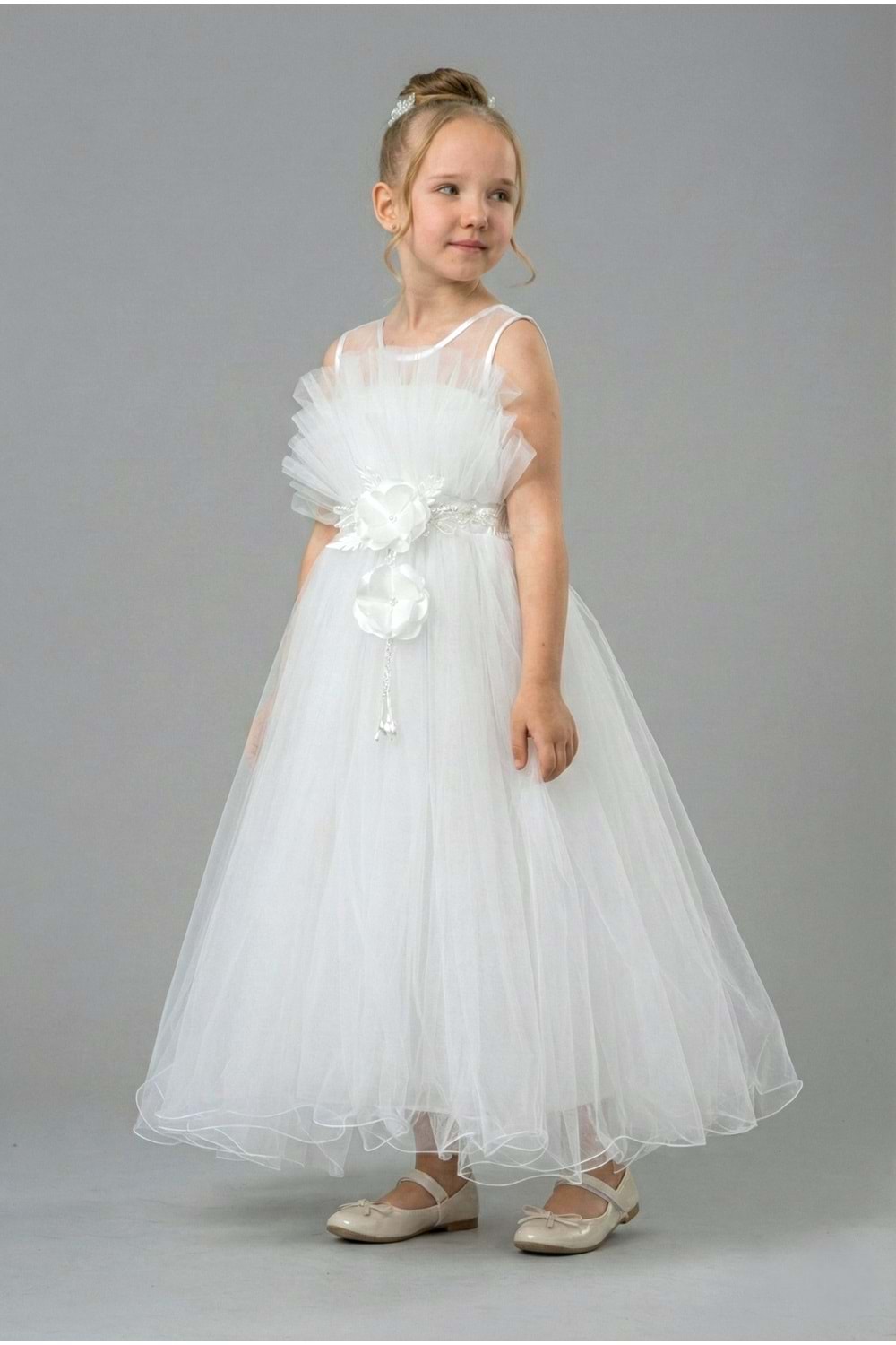 Kız Çocuk Robası Katlı Özel Gün Abiye Elbise MNK0475