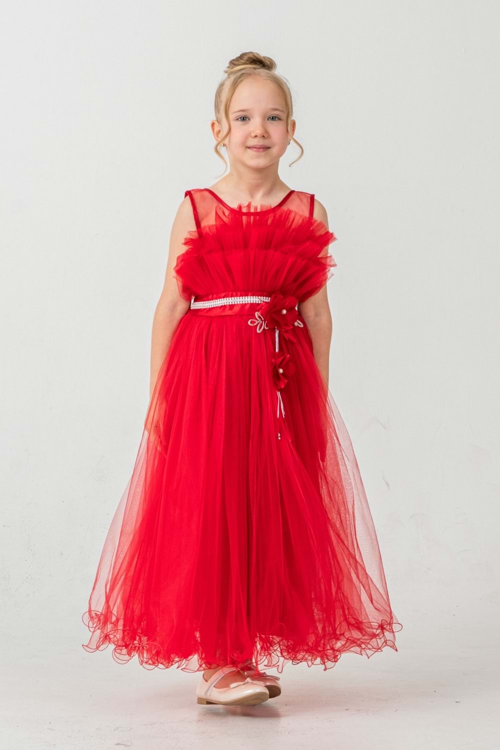 Kız Çocuk Robası Katlı Özel Gün Abiye Elbise MNK0475