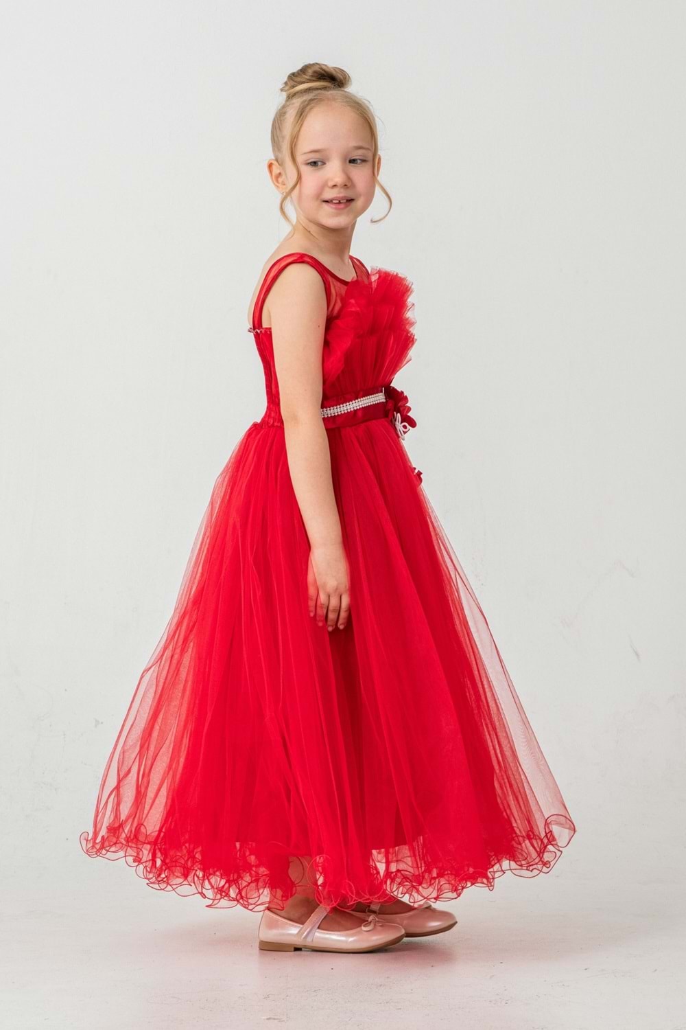 Kız Çocuk Robası Katlı Özel Gün Abiye Elbise MNK0475