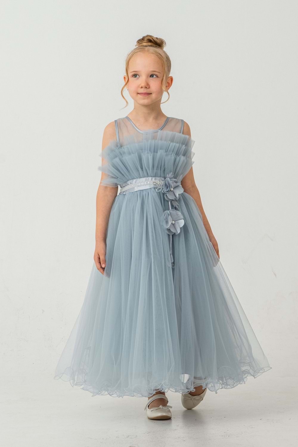 Kız Çocuk Robası Katlı Özel Gün Abiye Elbise MNK0475