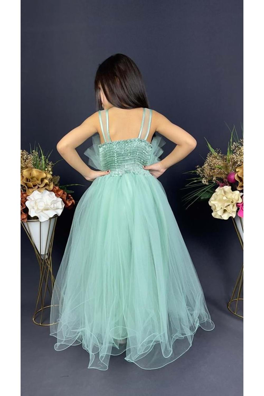 Kız Çocuk Robası Katlı Özel Gün Abiye Elbise MNK0475
