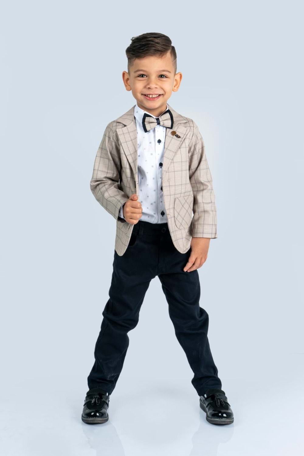 Ekose Desen Erkek Çocuk Ceketli Takım Elbise MNK0477