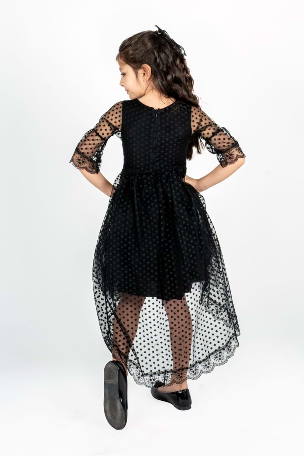 Kuyruklu Model Kız Çocuk Dantel Elbise MNK0482