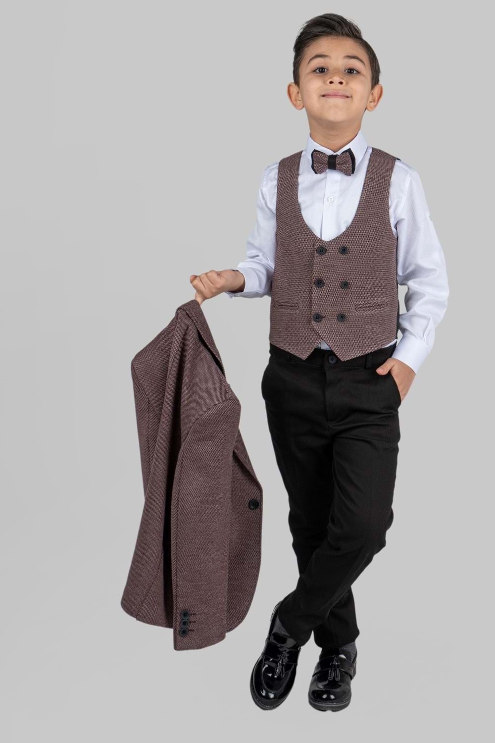 Mendil Damatlık Ceketli Yelekli Erkek Çocuk Takım MNK0487