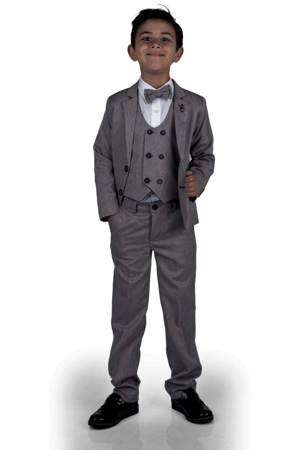 6 Düğme Yelekli Ceketli Çocuk Tam Takım Elbise MNK0523