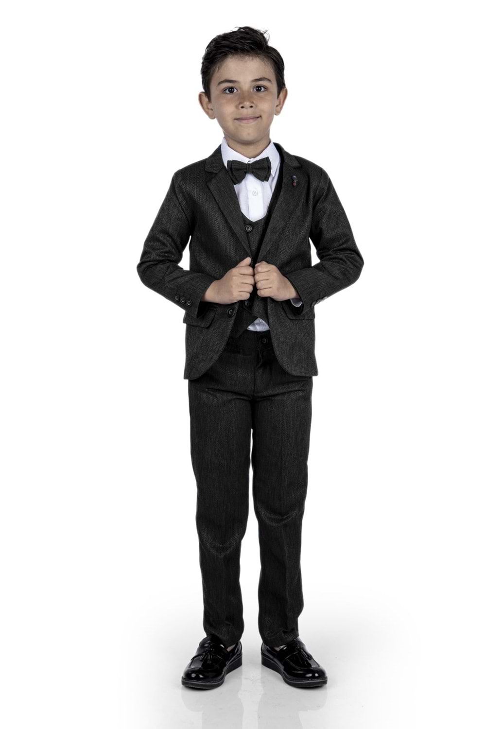 6 Düğme Yelekli Ceketli Çocuk Tam Takım Elbise MNK0523