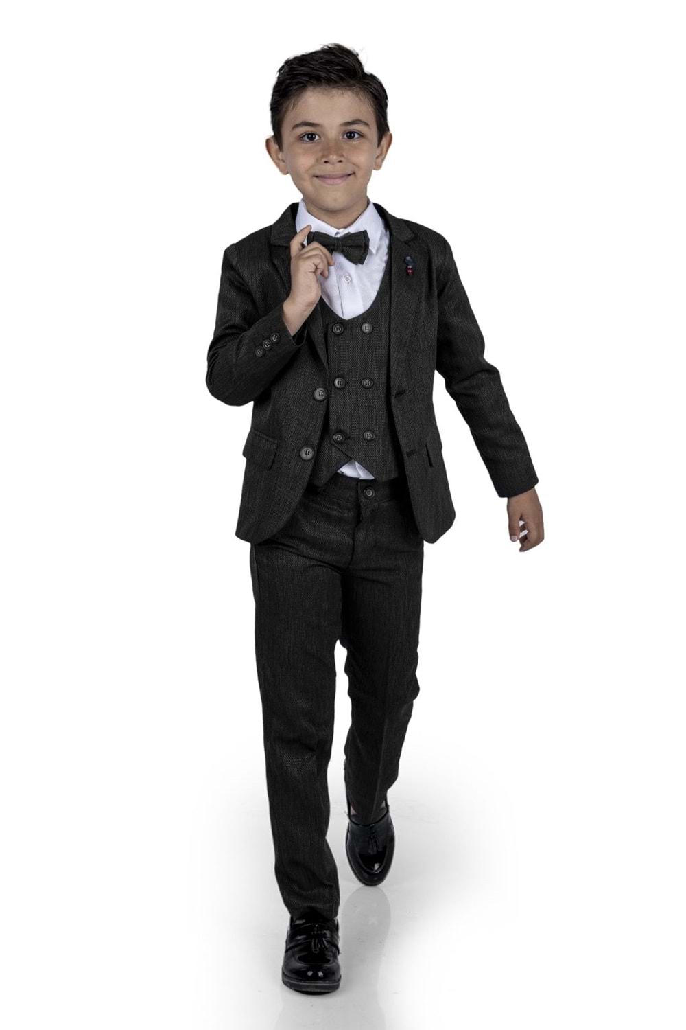 6 Düğme Yelekli Ceketli Çocuk Tam Takım Elbise MNK0523