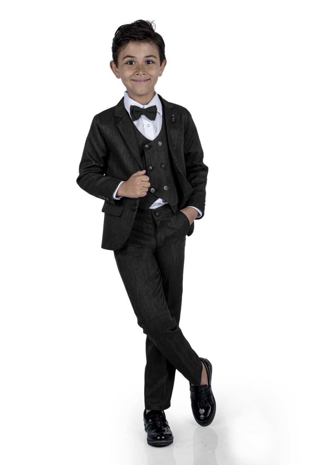 6 Düğme Yelekli Ceketli Çocuk Tam Takım Elbise MNK0523