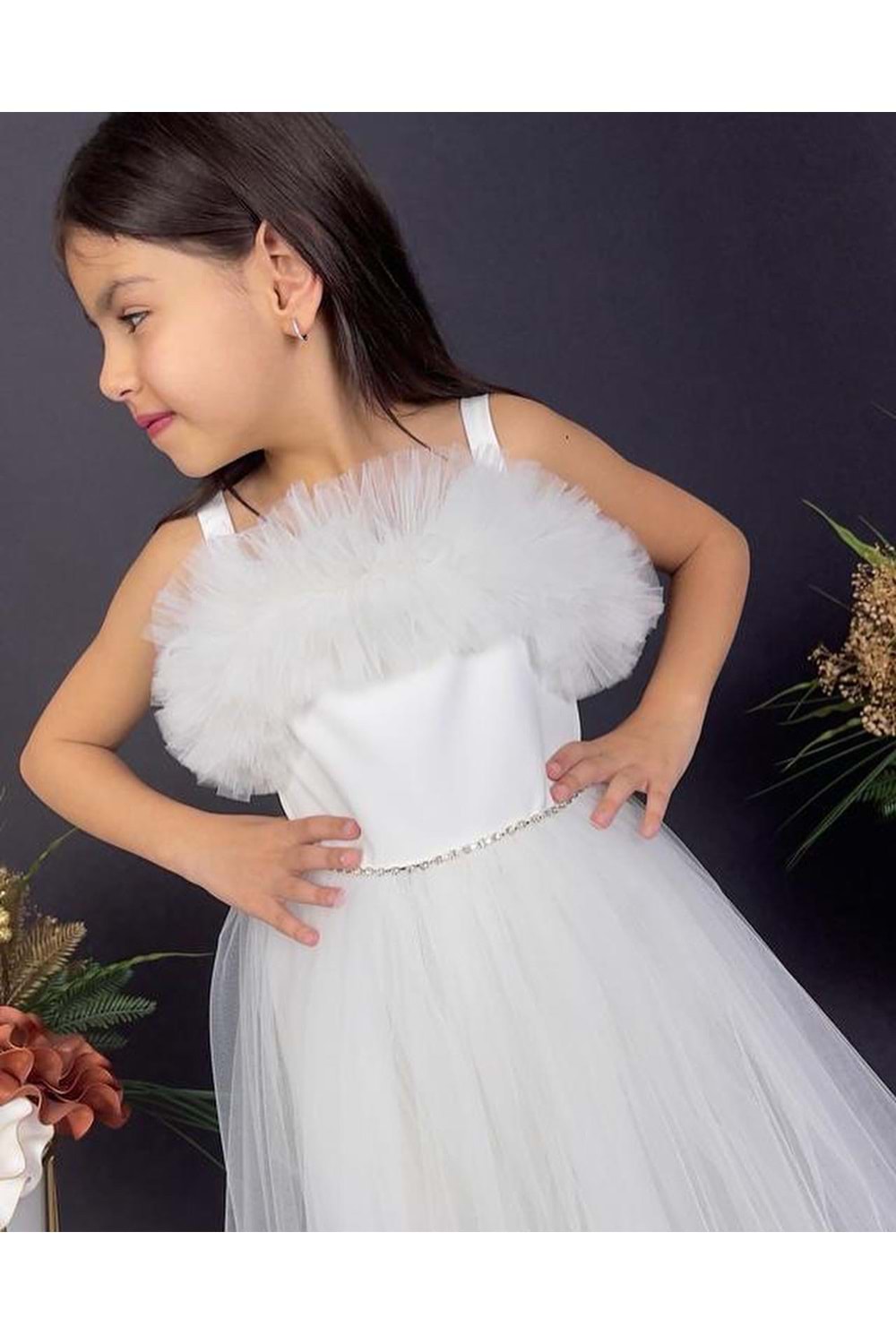 Askı Kol Tütü Kız Çocuk Uzun Elbise MNK0532