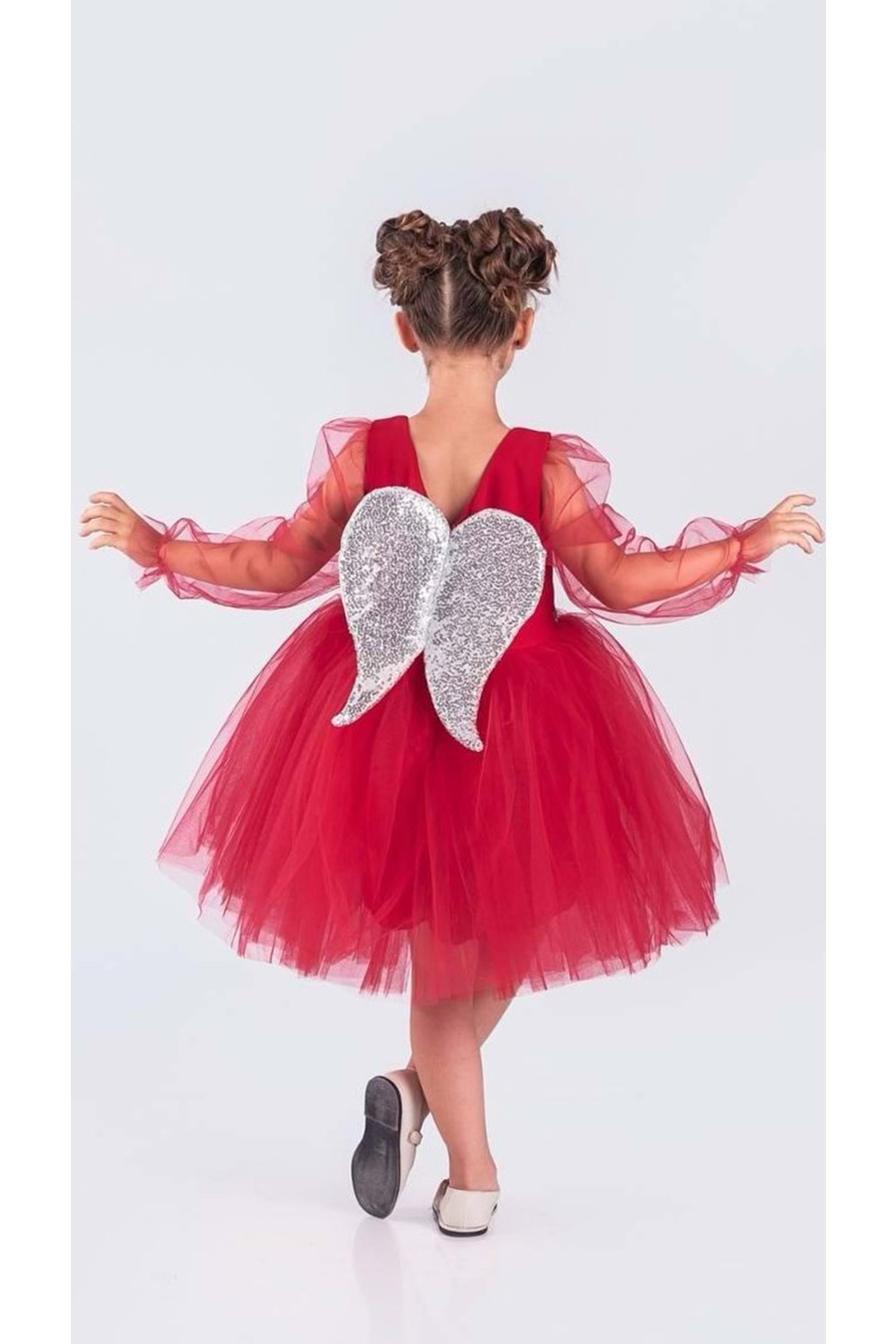 Kanatlı Kız Çocuk Şifon Kol Abiye MNK0534