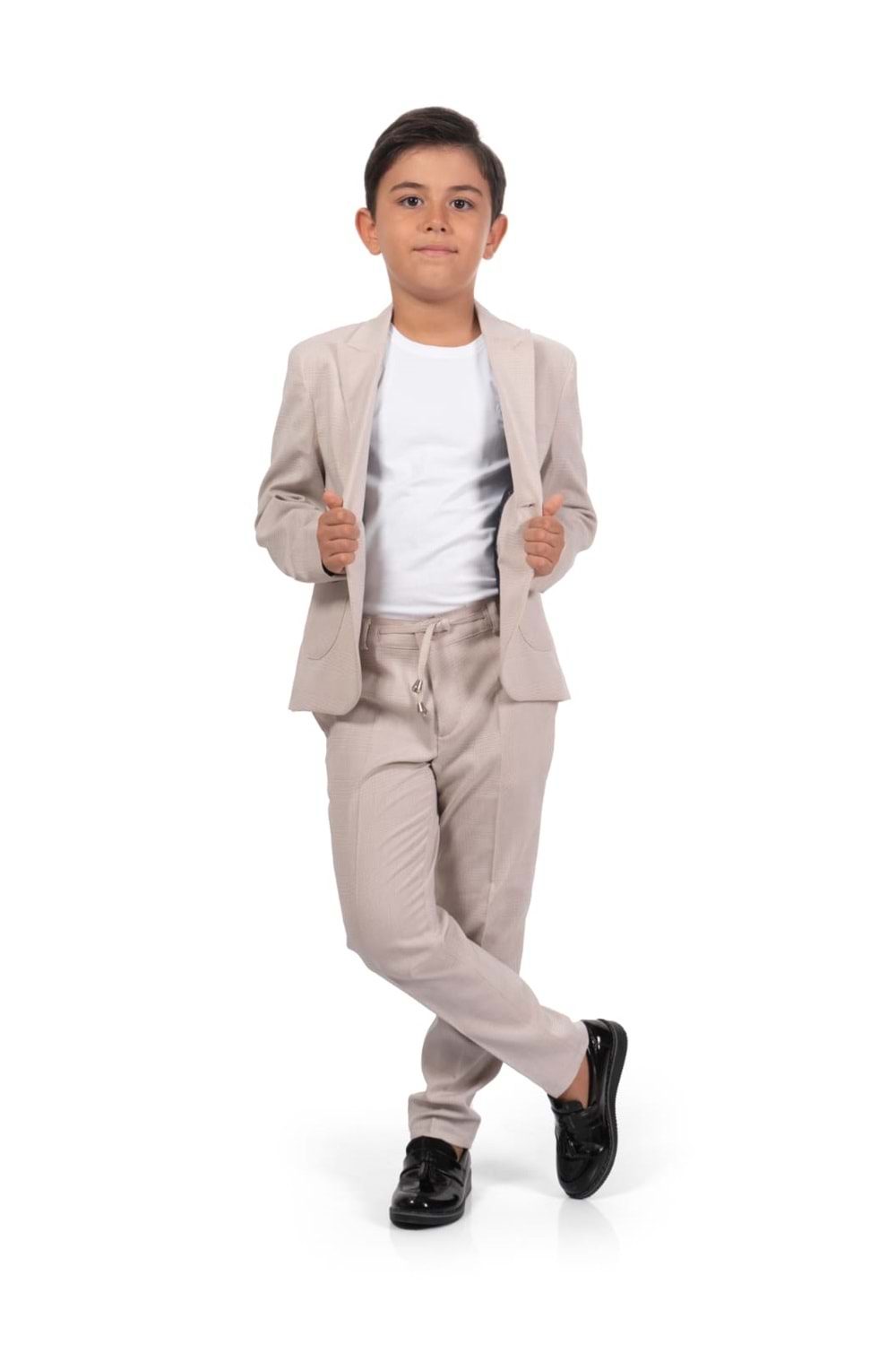 Ekose Desen Spor Erkek Çocuk Ceket, Tişört , Jogger Pantolonlu Takım MNK0549