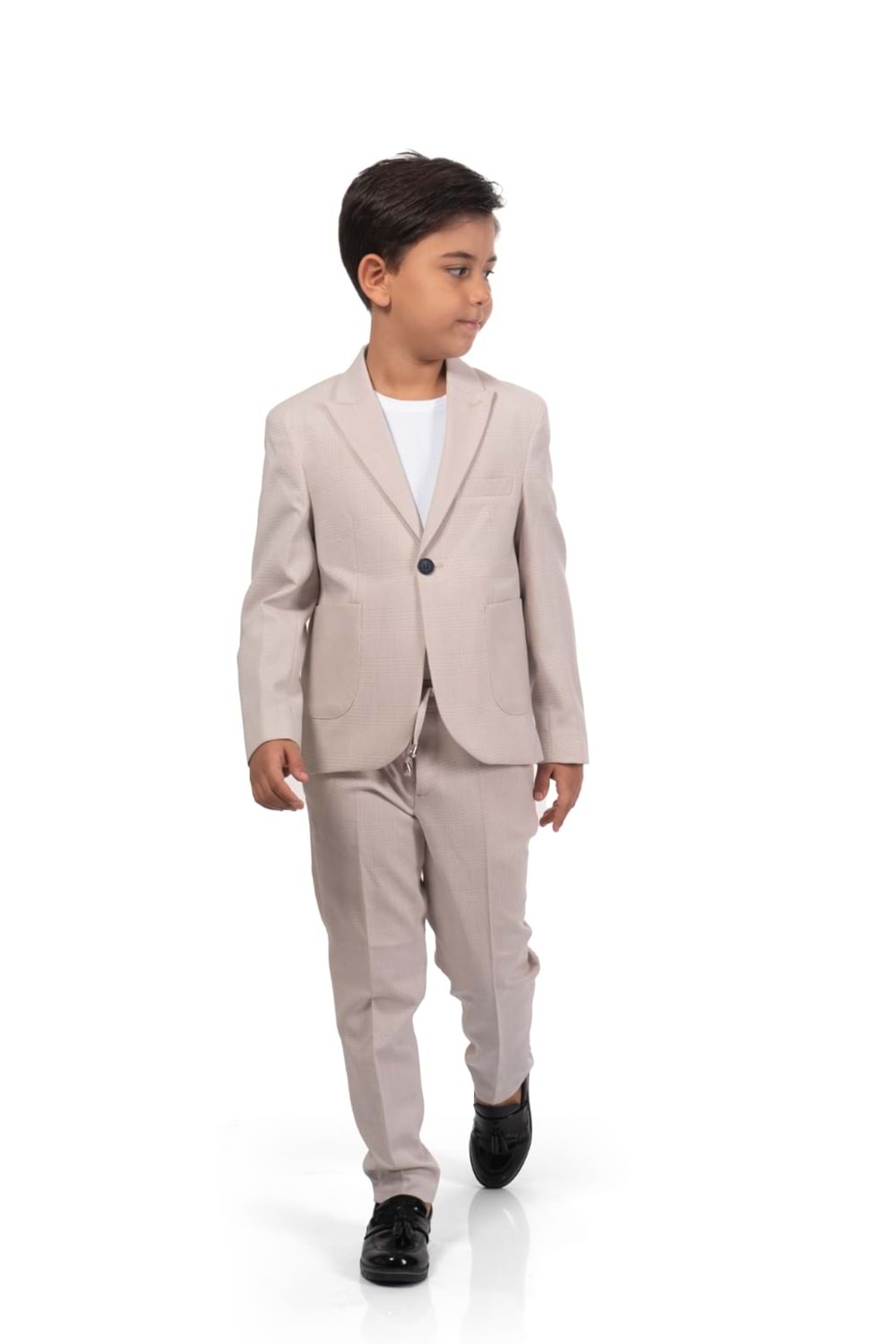 Ekose Desen Spor Erkek Çocuk Ceket, Tişört , Jogger Pantolonlu Takım MNK0549