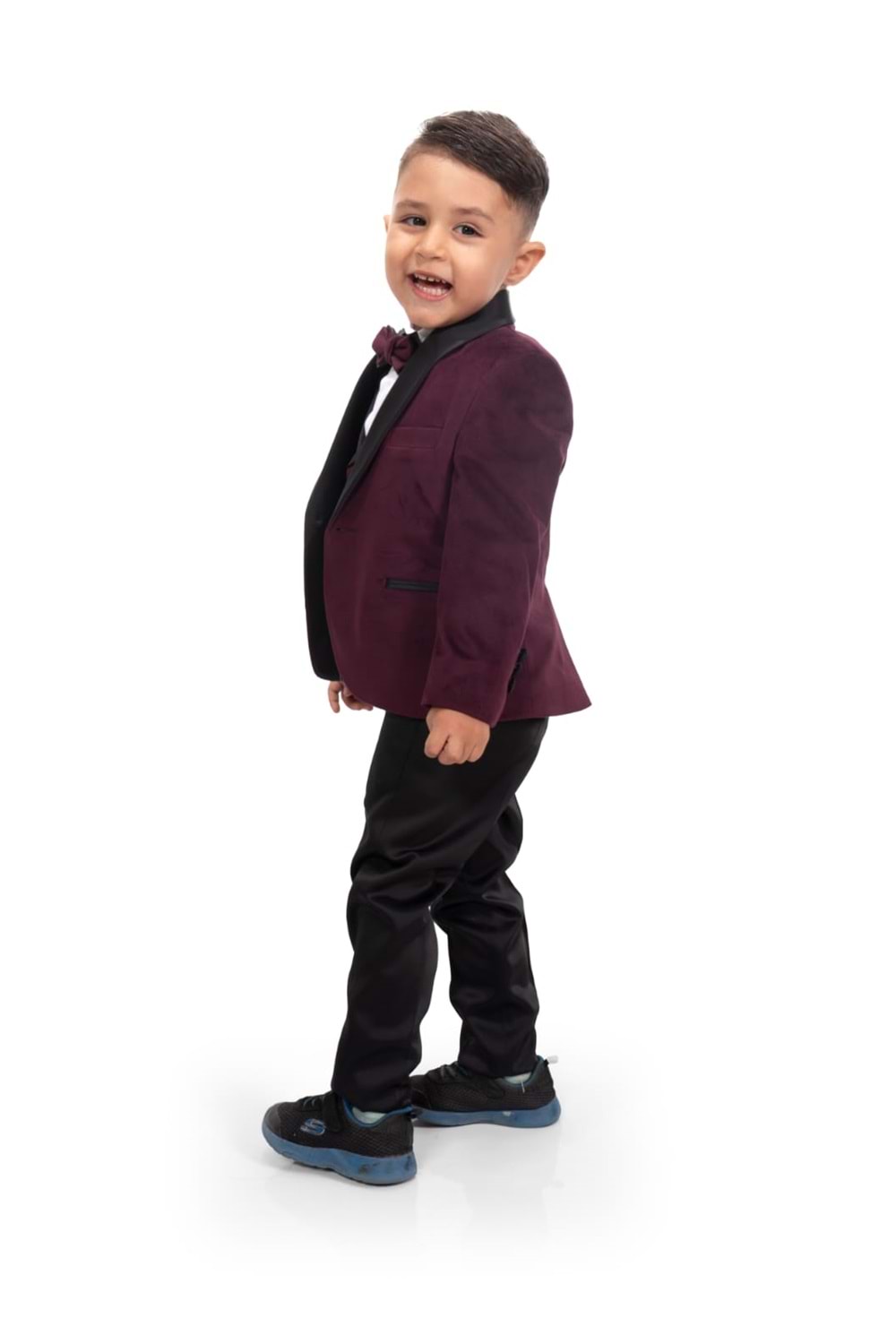 Kadife Ceketli Yelekli Erkek Çocuk Takım Elbise MNK0550