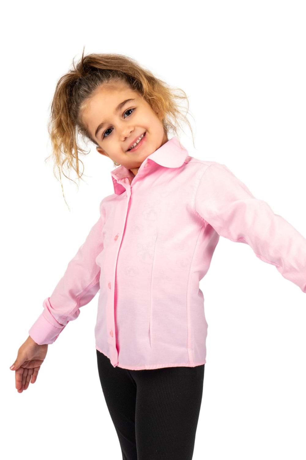 Düz Renk Kız Çocuk Gömlek MNK0576