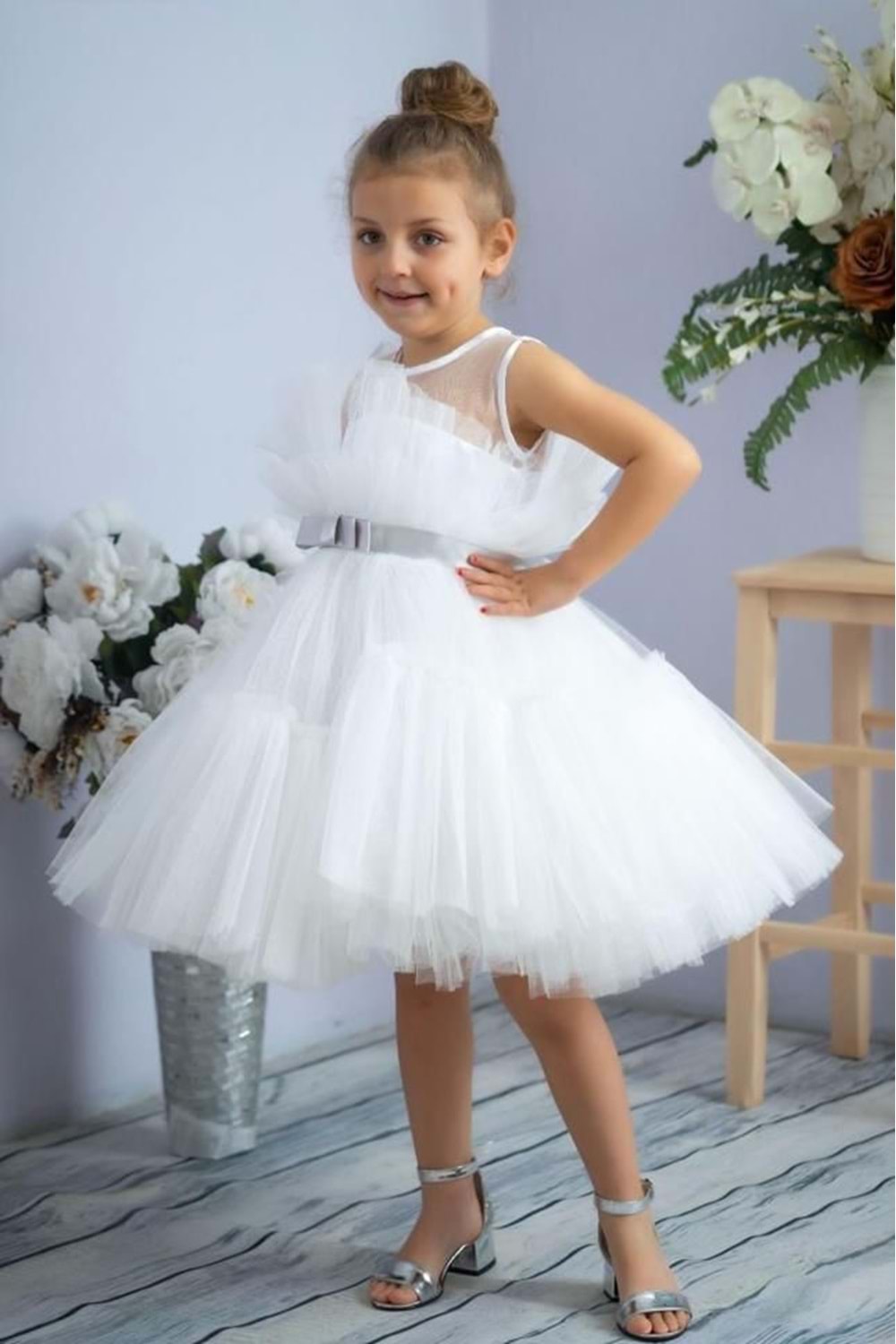 Tütü Etekli Kız Çocuk Angel Abiye Elbise MNK0581