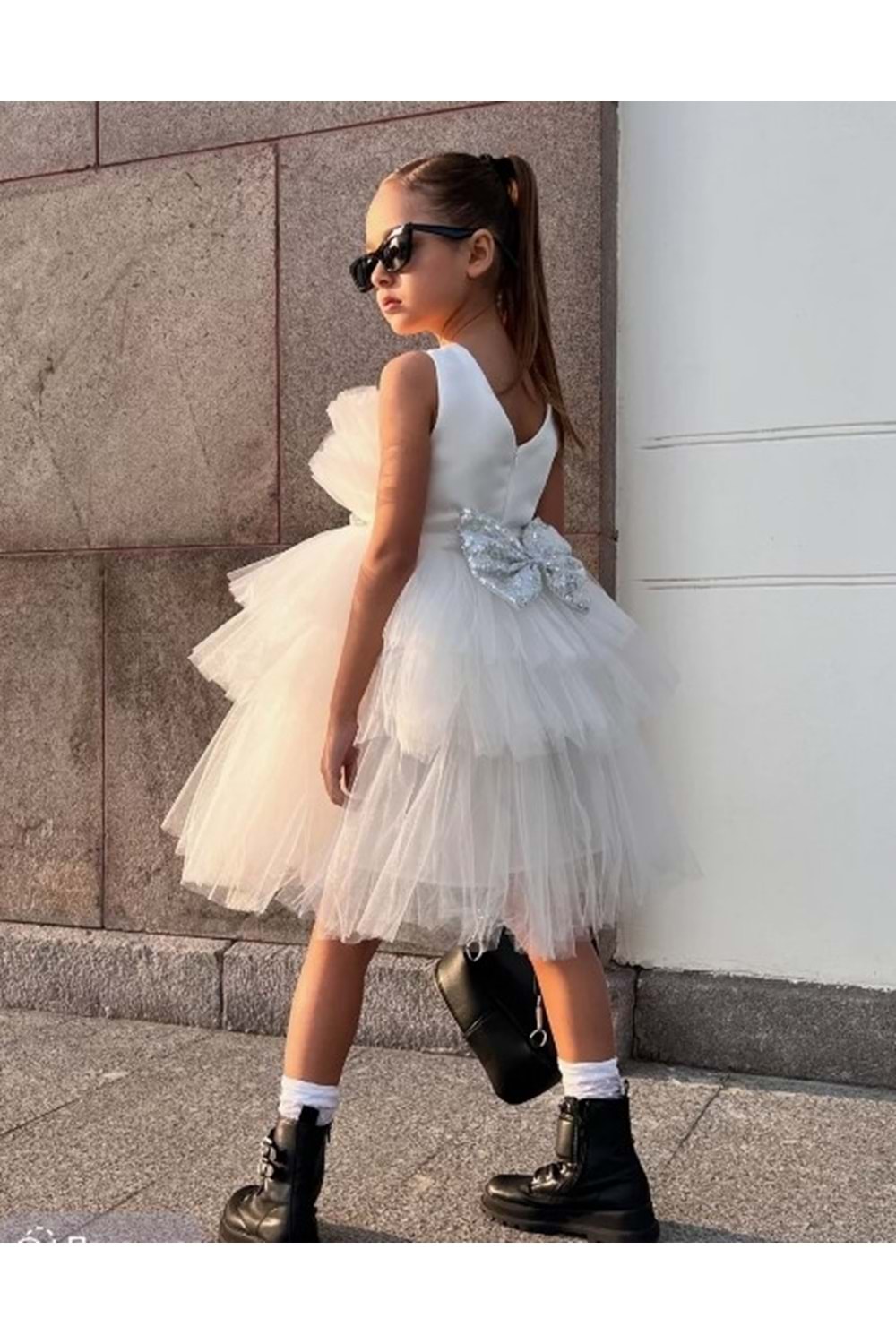 Saten Kumaş , Tütülü Nimfea Kız Çocuk Abiye Elbise MNK0597