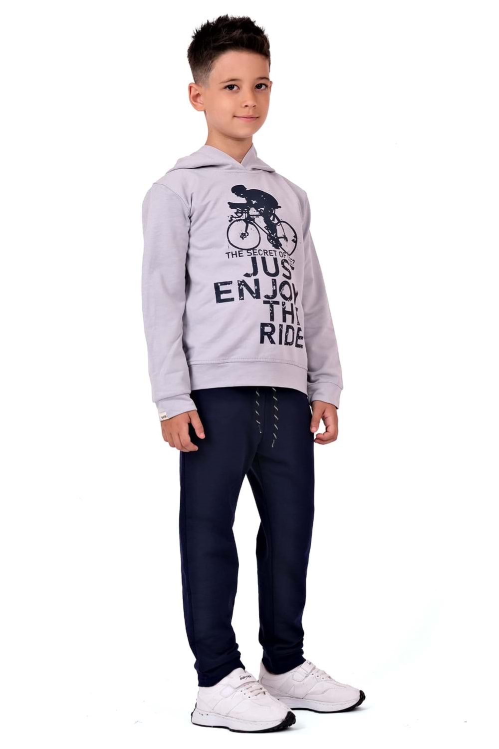 Bisiklet Baskılı Kapşonlu Çocuk Eşofman MNK0615