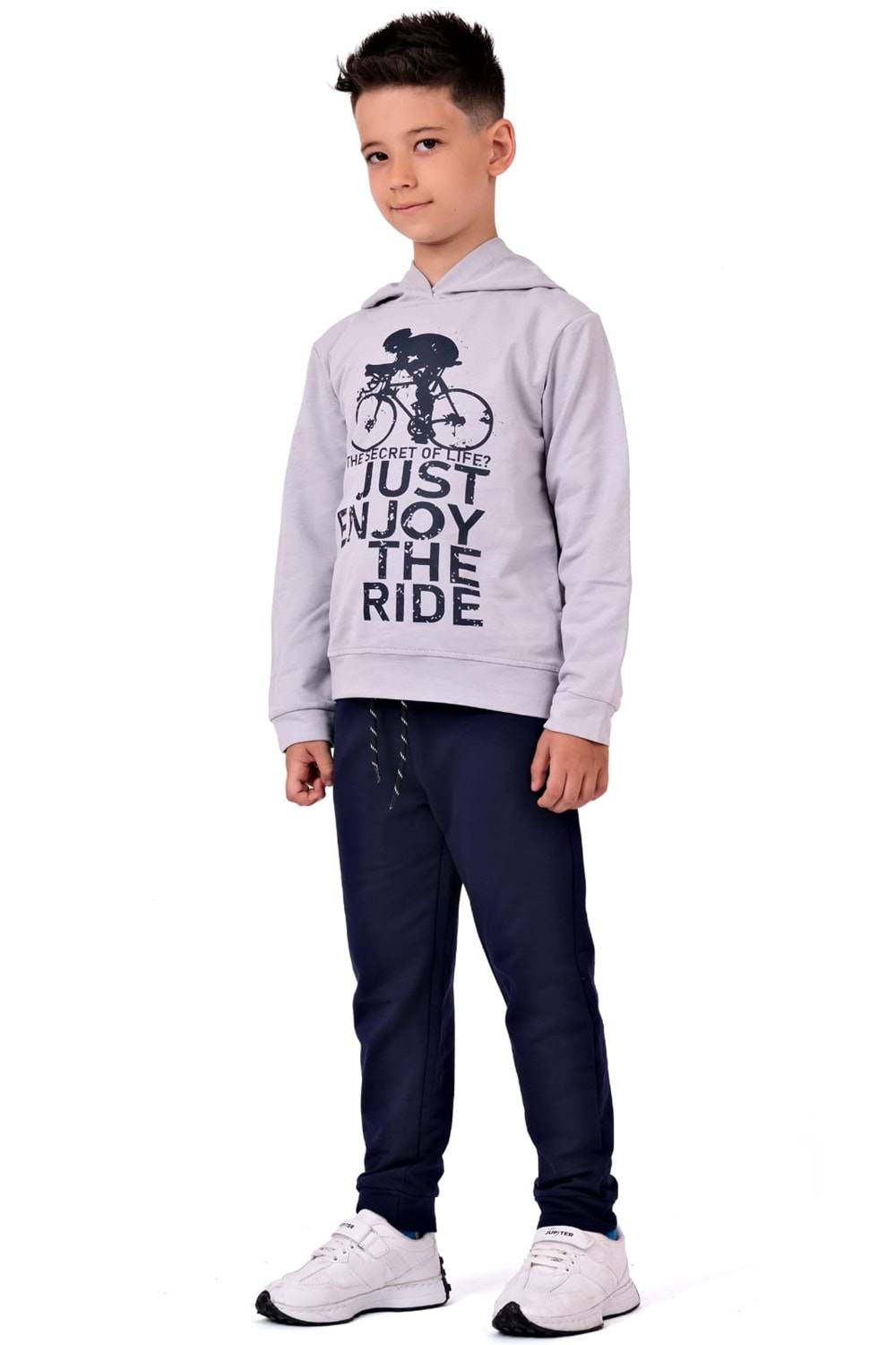 Bisiklet Baskılı Kapşonlu Çocuk Eşofman MNK0615