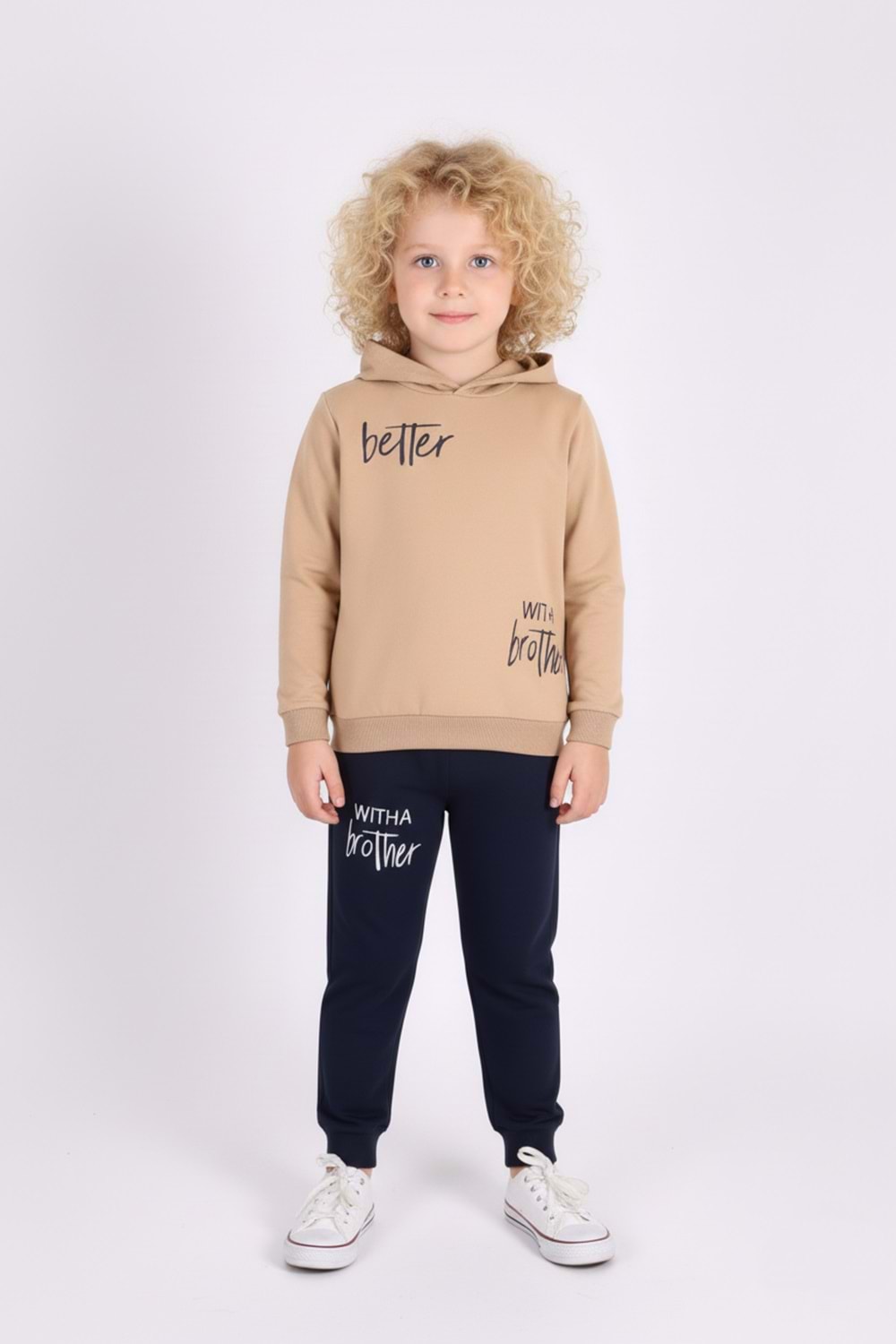 Baskılı Erkek Kapüşonlu Çocuk Eşofman MNK0627