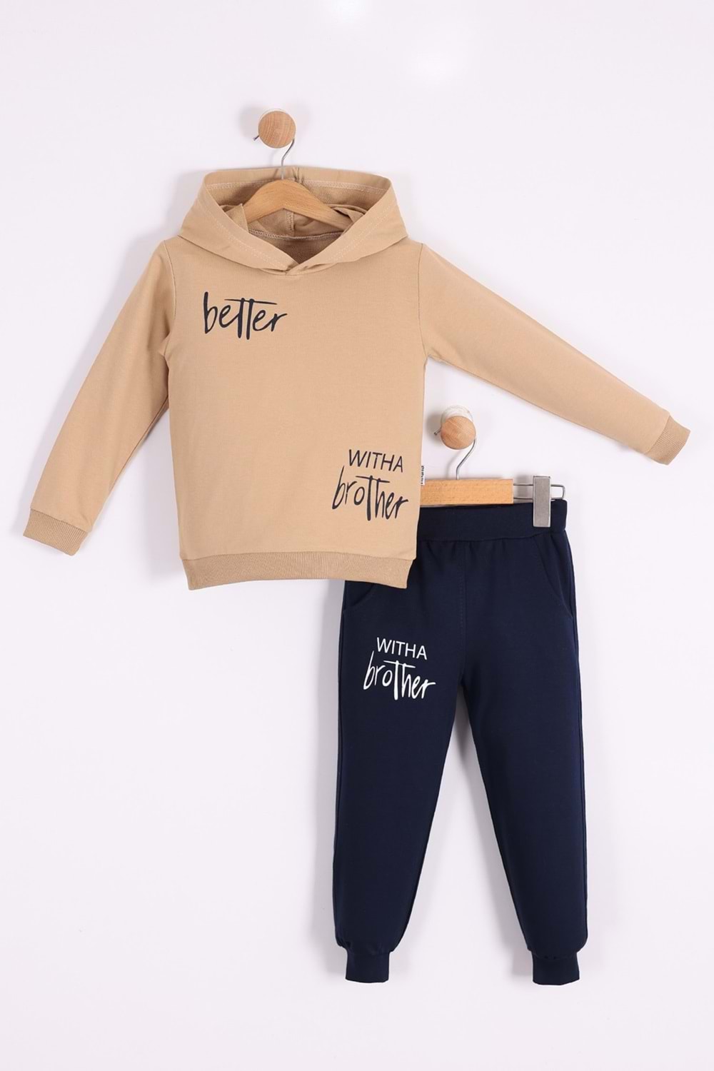 Baskılı Erkek Kapüşonlu Çocuk Eşofman MNK0627