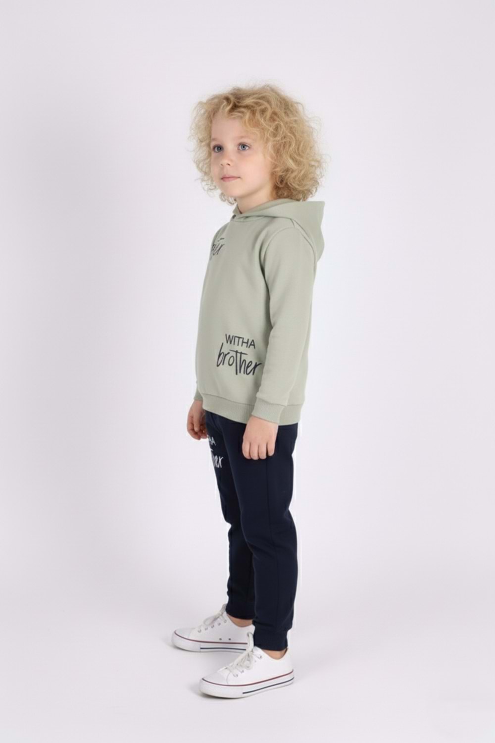 Baskılı Erkek Kapüşonlu Çocuk Eşofman MNK0627
