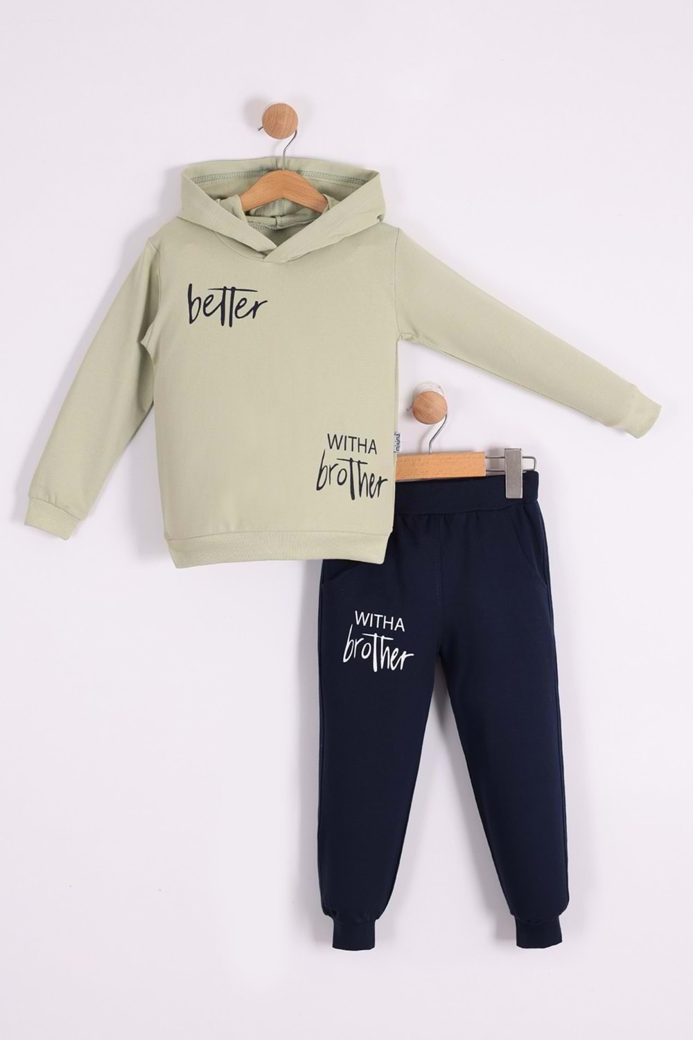 Baskılı Erkek Kapüşonlu Çocuk Eşofman MNK0627