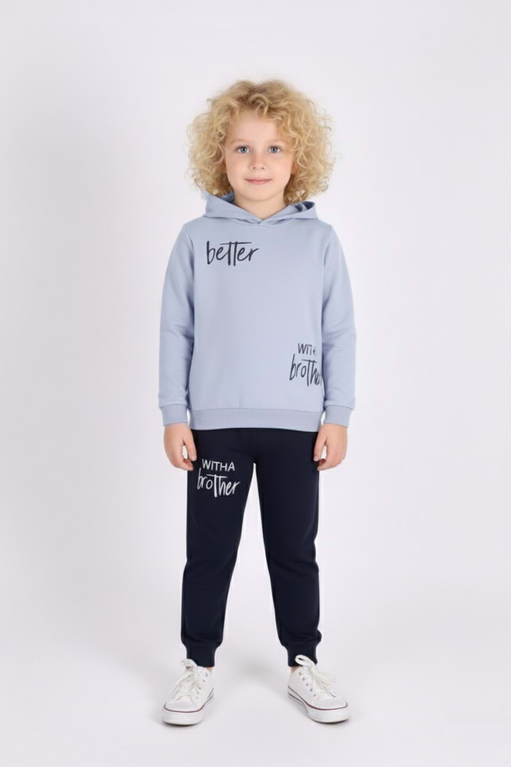 Baskılı Erkek Kapüşonlu Çocuk Eşofman MNK0627