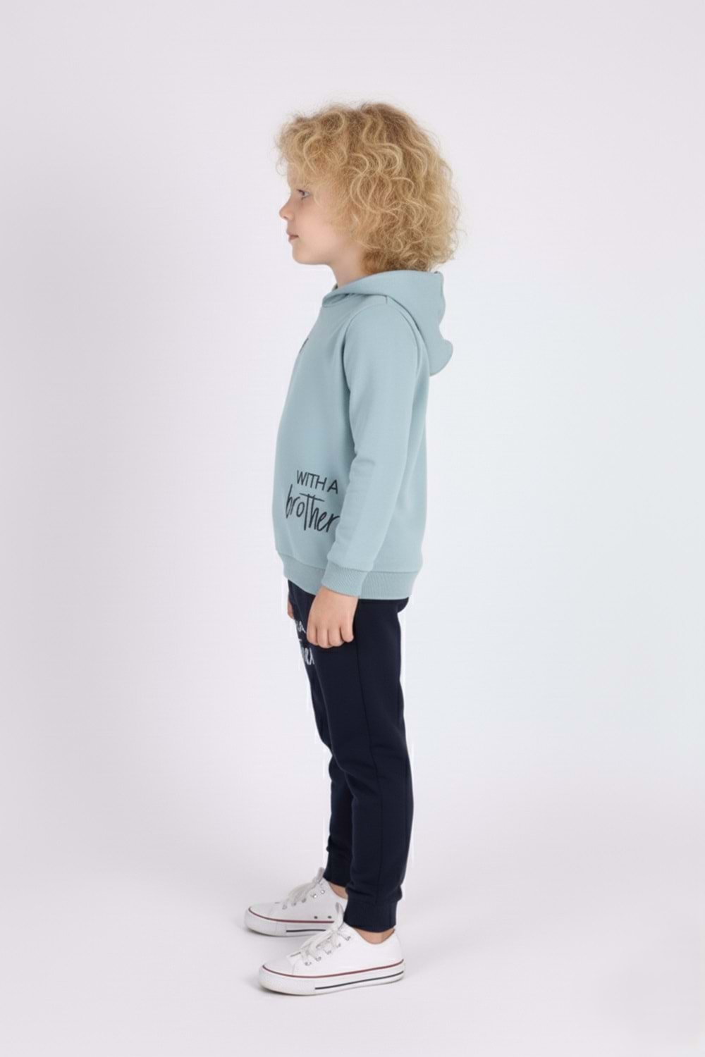 Baskılı Erkek Kapüşonlu Çocuk Eşofman MNK0627