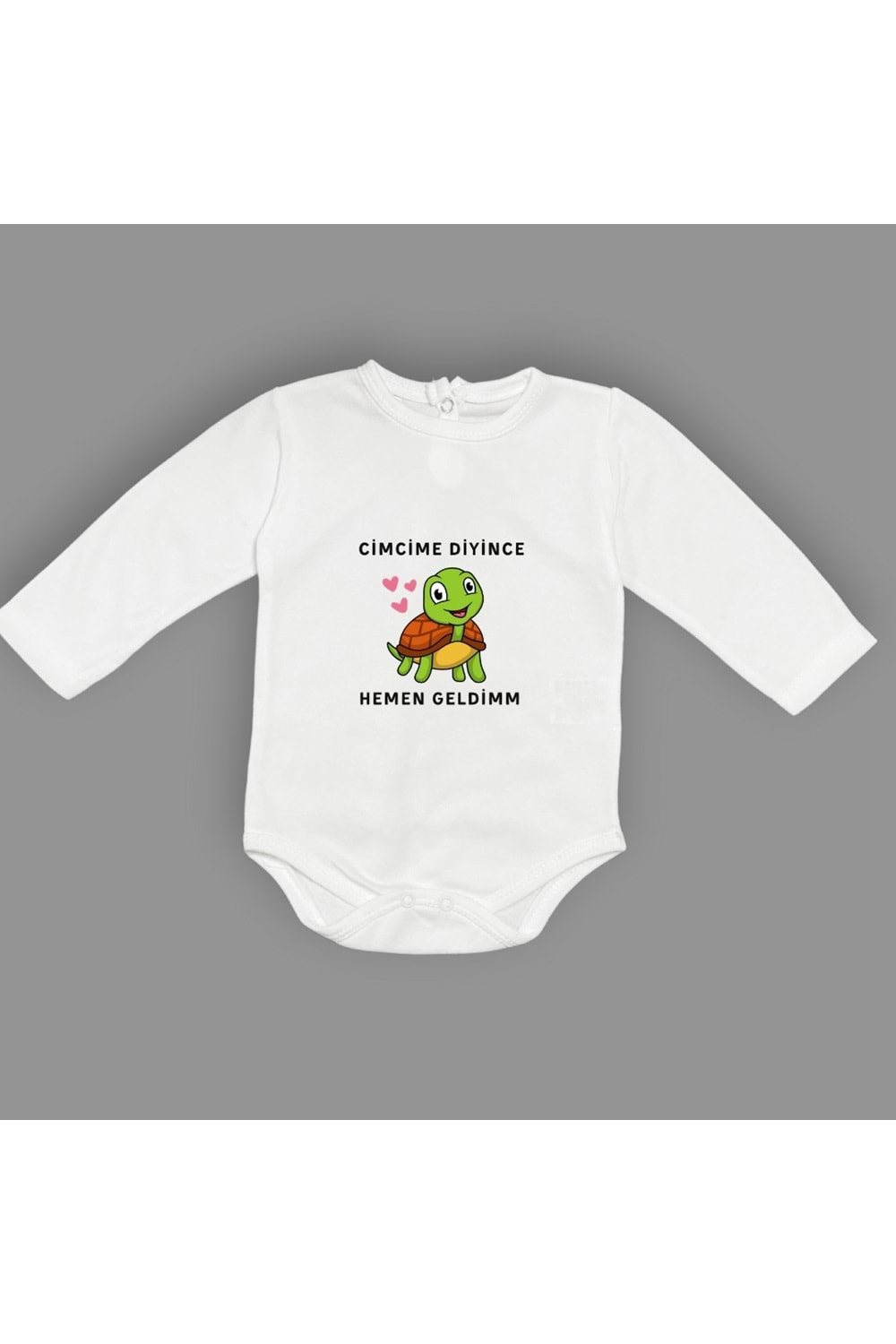 Cimcime Diyince Hemen geldimm Baskılı Bebek Body Zıbın Çıtçıtlı Badi