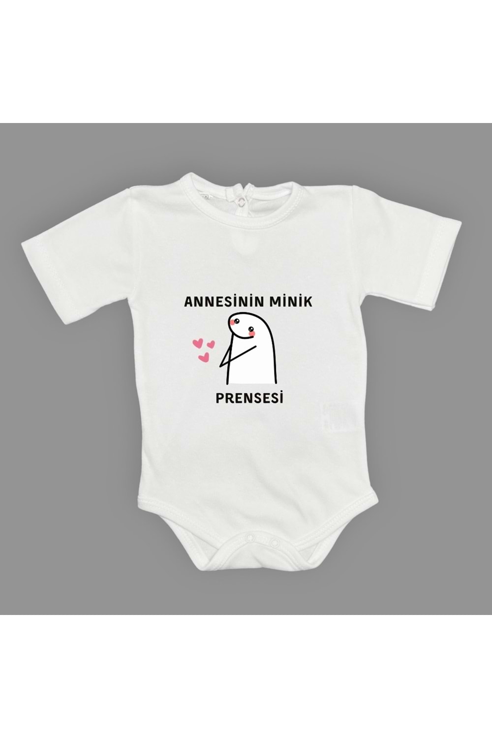 Annesinin Minik Prensesi kalpli Baskılı Bebek Body Zıbın Çıtçıtlı Badi