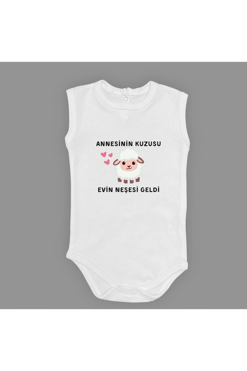 Annesinin Kuzusu Neşesi Geldi Baskılı Bebek Body Zıbın Çıtçıtlı Badi