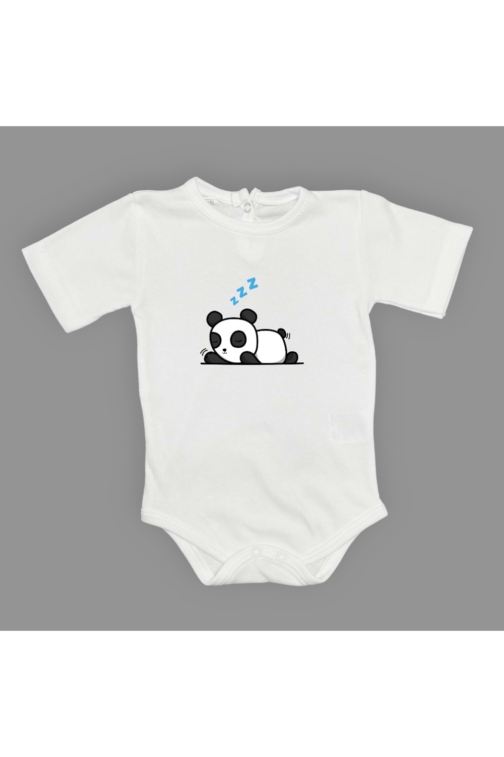 Uykucu Panda Baskılı Bebek Body Zıbın Çıtçıtlı Badi