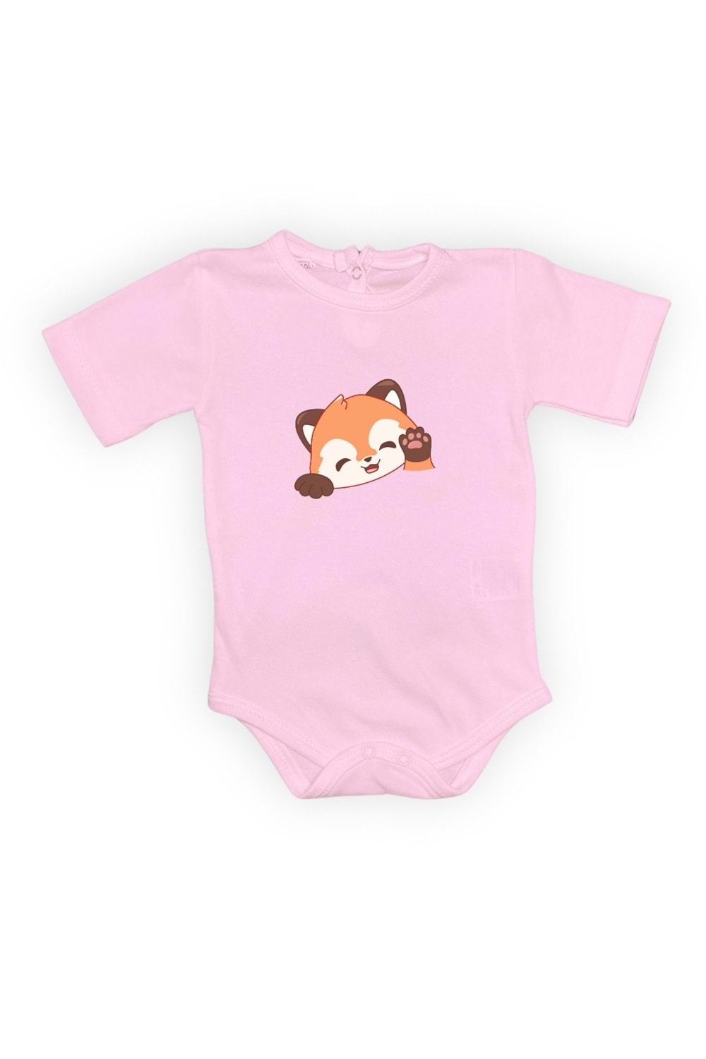 Sevimli Tilki Baskılı Bebek Body Zıbın Çıtçıtlı Badi