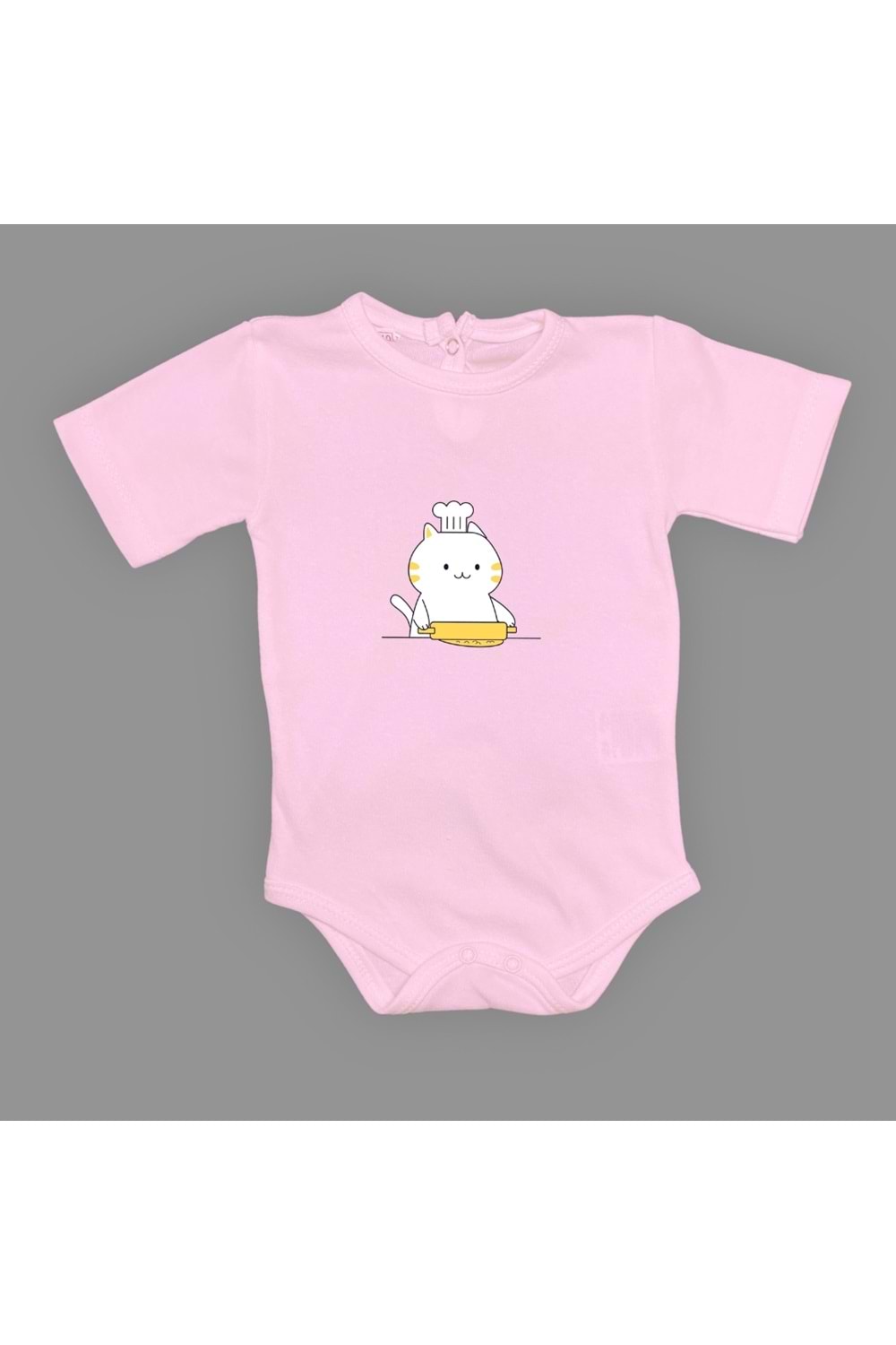Baskılı Şef Kedi Bebek Çıtçıtlı Body