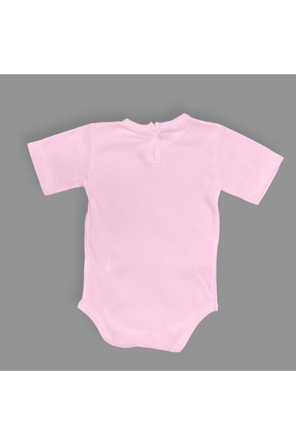 Baskılı Kalpli Fincan Kedi Bebek Çıtçıtlı Body - MNK0663-KOYU PEMBE-6 AY