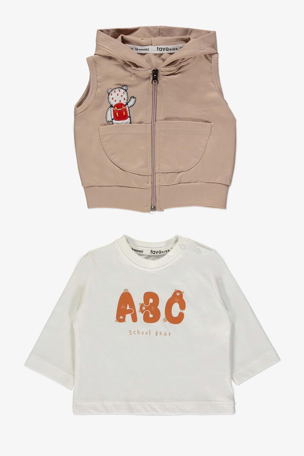 School Bear Cepli Erkek Bebek 2İplik Yelekli Takım MNK14140