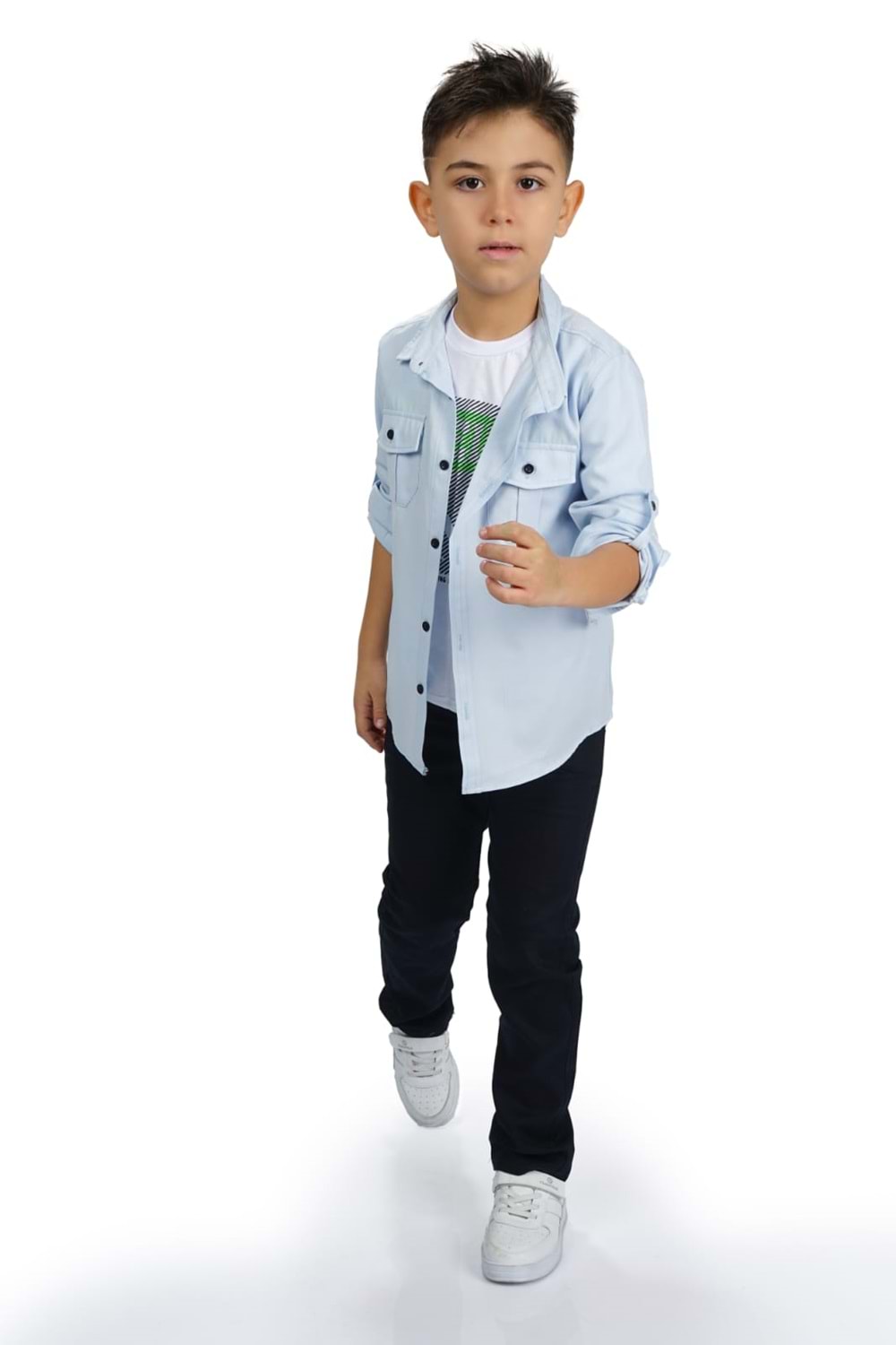Gömlek , Pantolon , T-Shirt 3Parça Erkek Çocuk Takım MNK1754