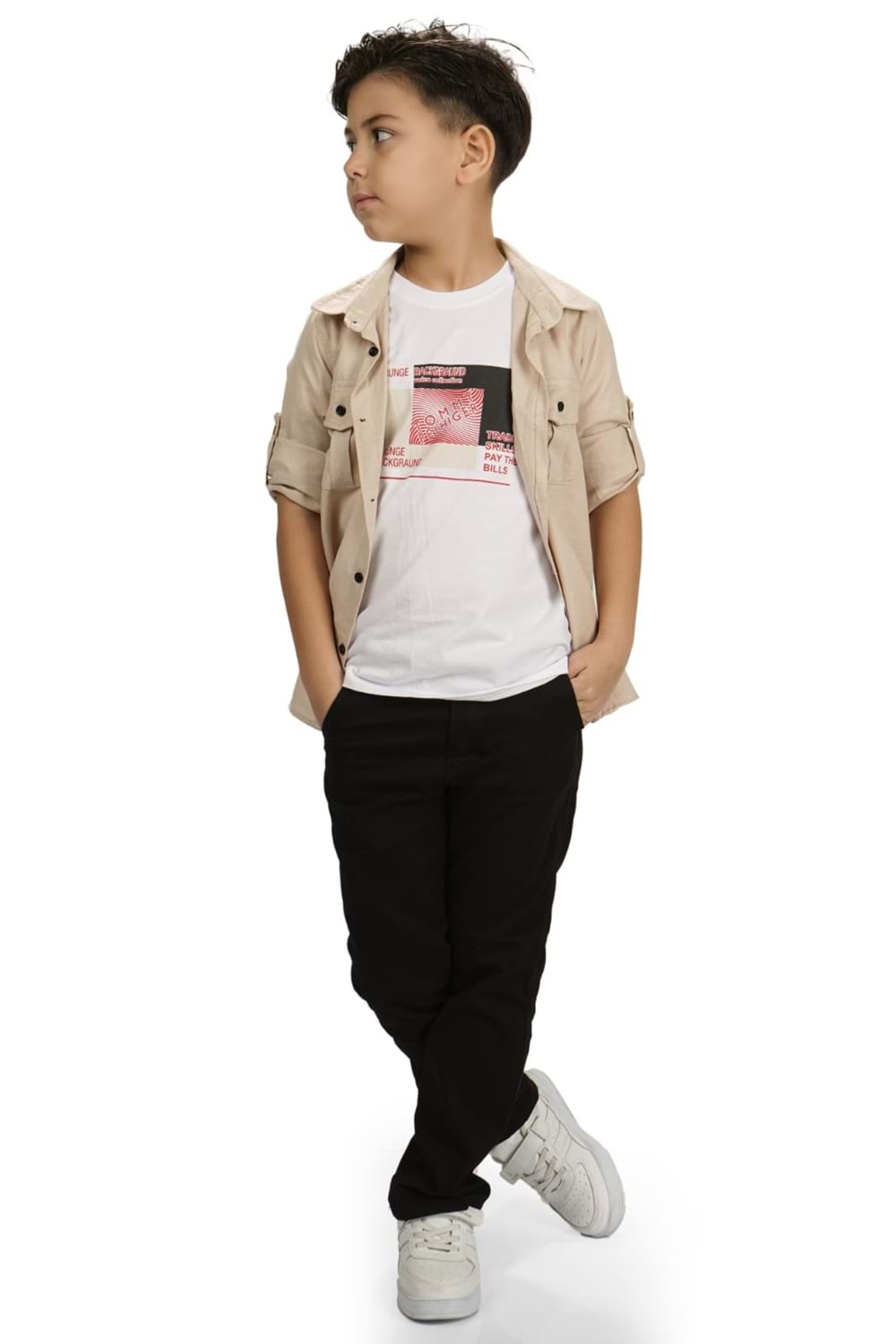 Gömlek , Pantolon , T-Shirt 3Parça Erkek Çocuk Takım MNK1754