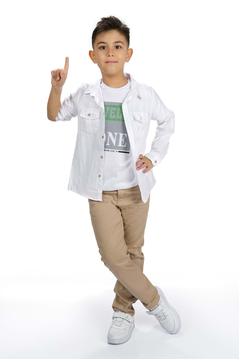 Gömlek , Pantolon , T-Shirt 3Parça Erkek Çocuk Takım MNK1754