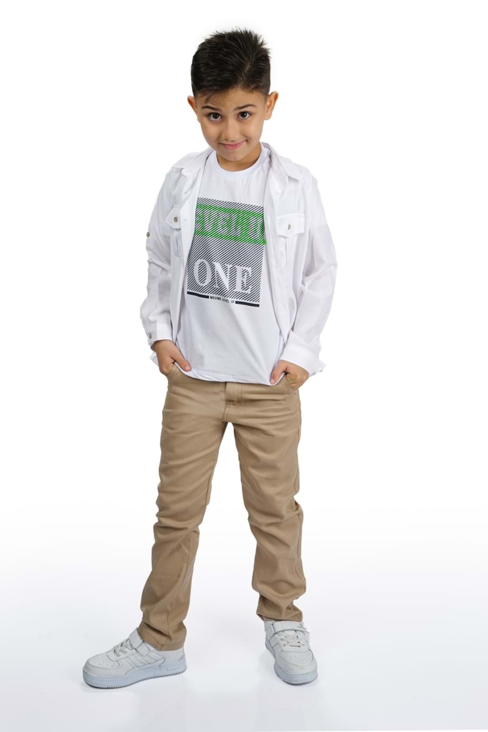 Gömlek , Pantolon , T-Shirt 3Parça Erkek Çocuk Takım MNK1754