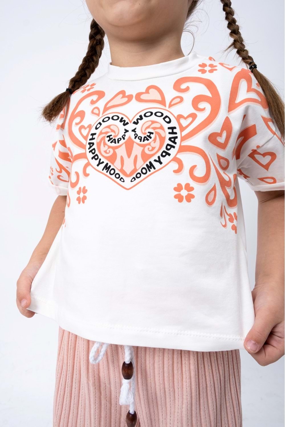 Fitilli Örme Pantolonlu Baskılı Kız Çocuk Takım MNK2120