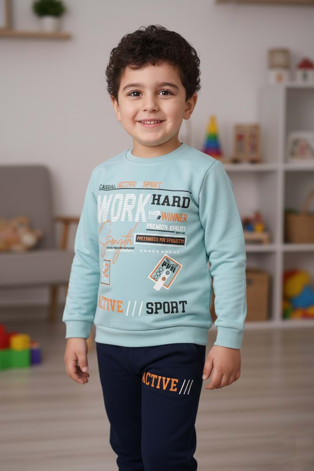 Work Baskılı Erkek Çocuk Eşofman MNK3112