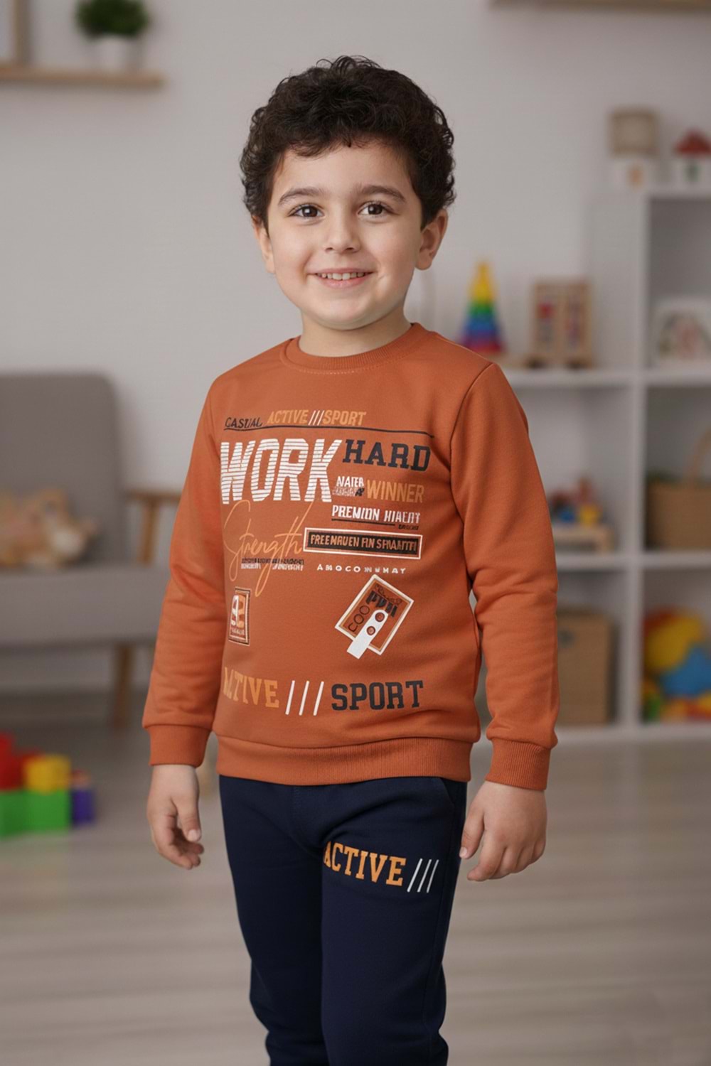 Work Baskılı Erkek Çocuk Eşofman MNK3112
