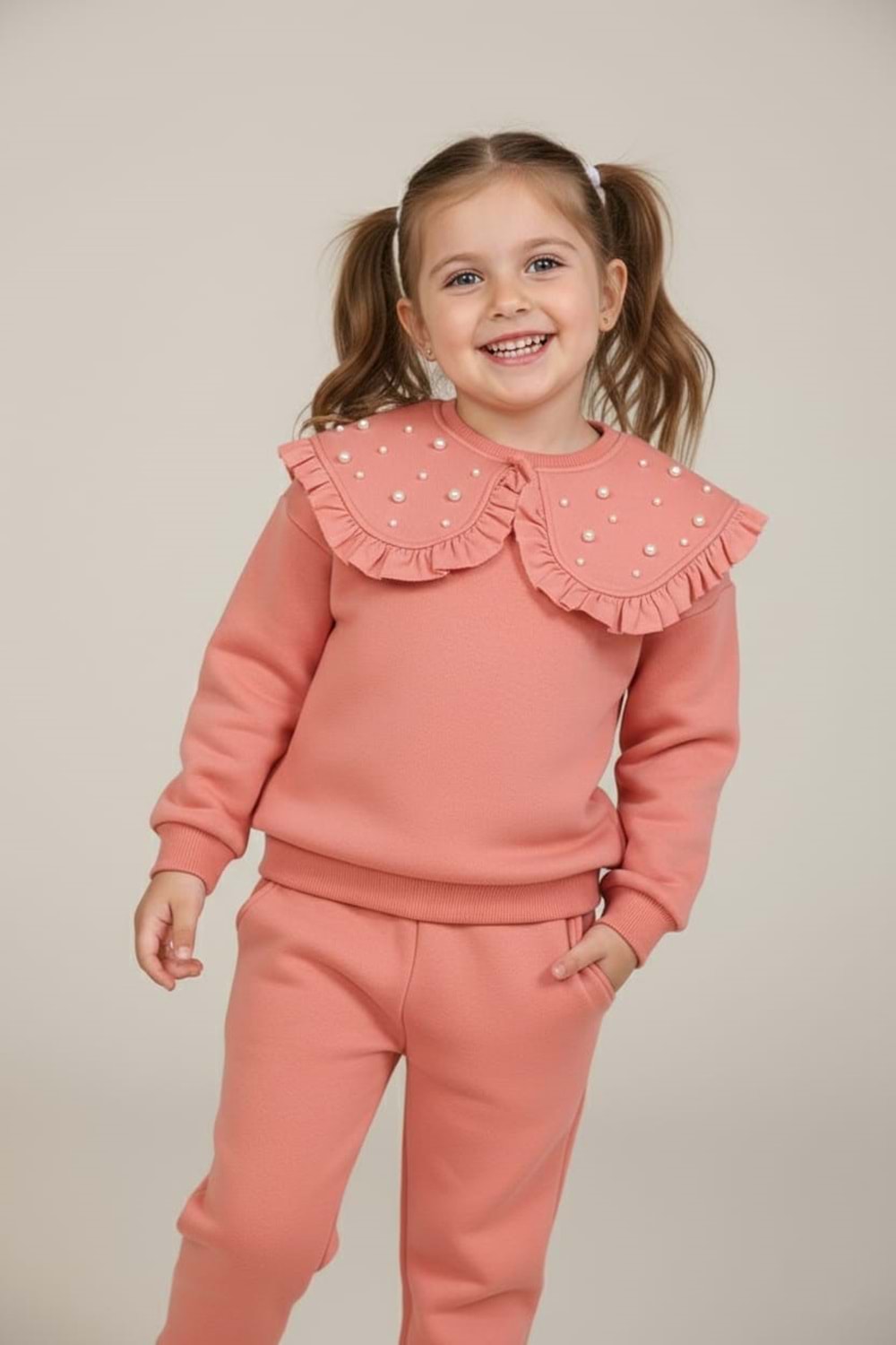 3iplik İçi Polarlı incili Kız Çocuk Eşofman MNK414418