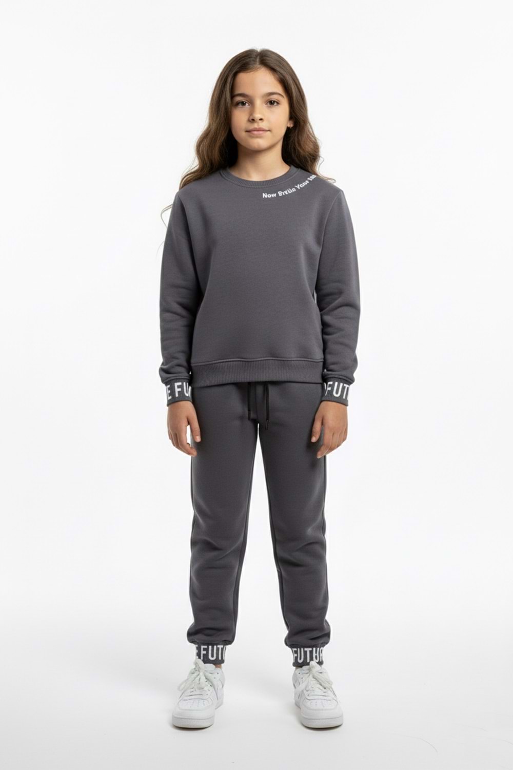 3iplik İçi Polarlı Baskılı Kız Çocuk Eşofman MNK416053