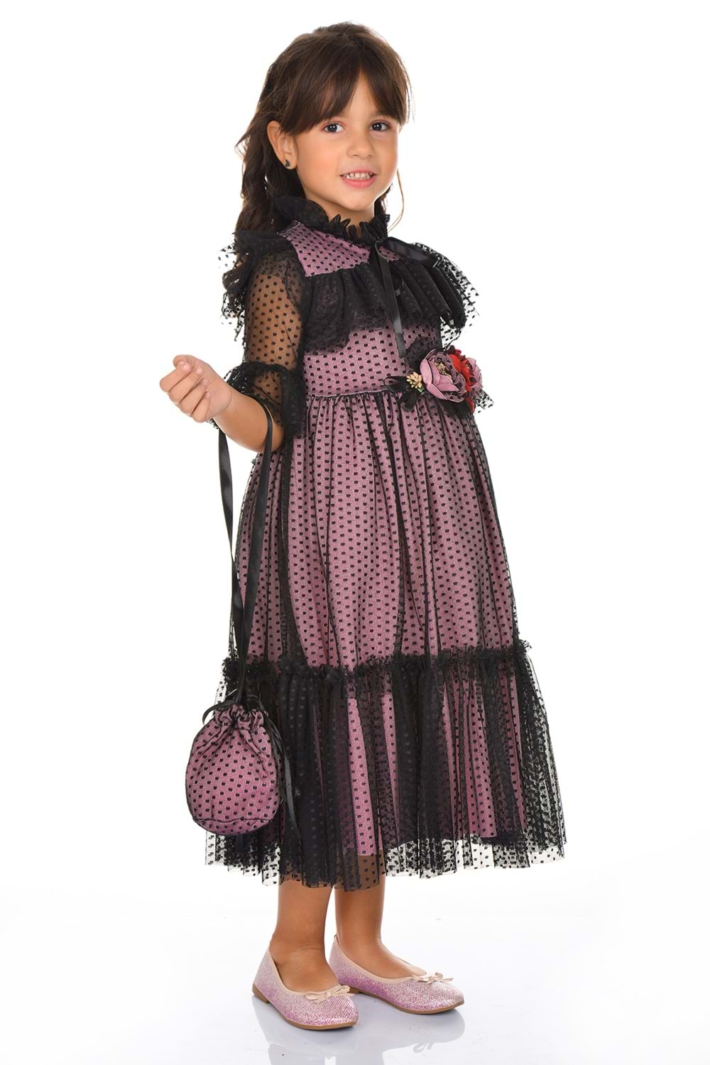 Dantel Vintage Çantalı Elbise MNKA248